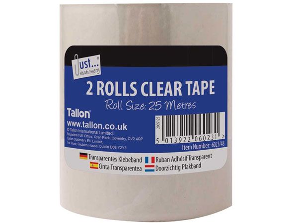 2 Roll 48mm x 25mtr Clear Tape / Parcel Tape