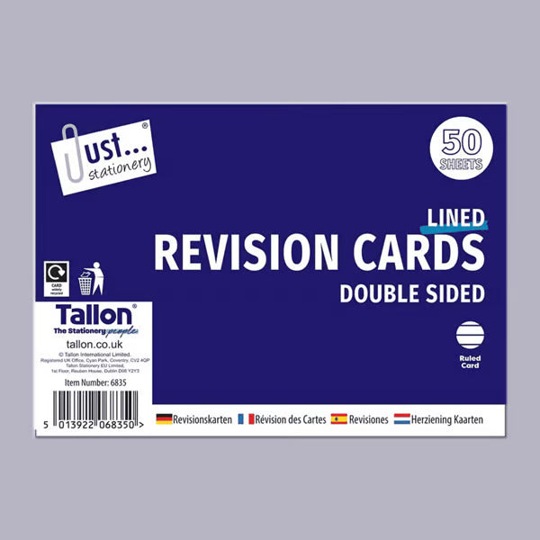 Just Stationery Double Sided Revision Cards 50’s